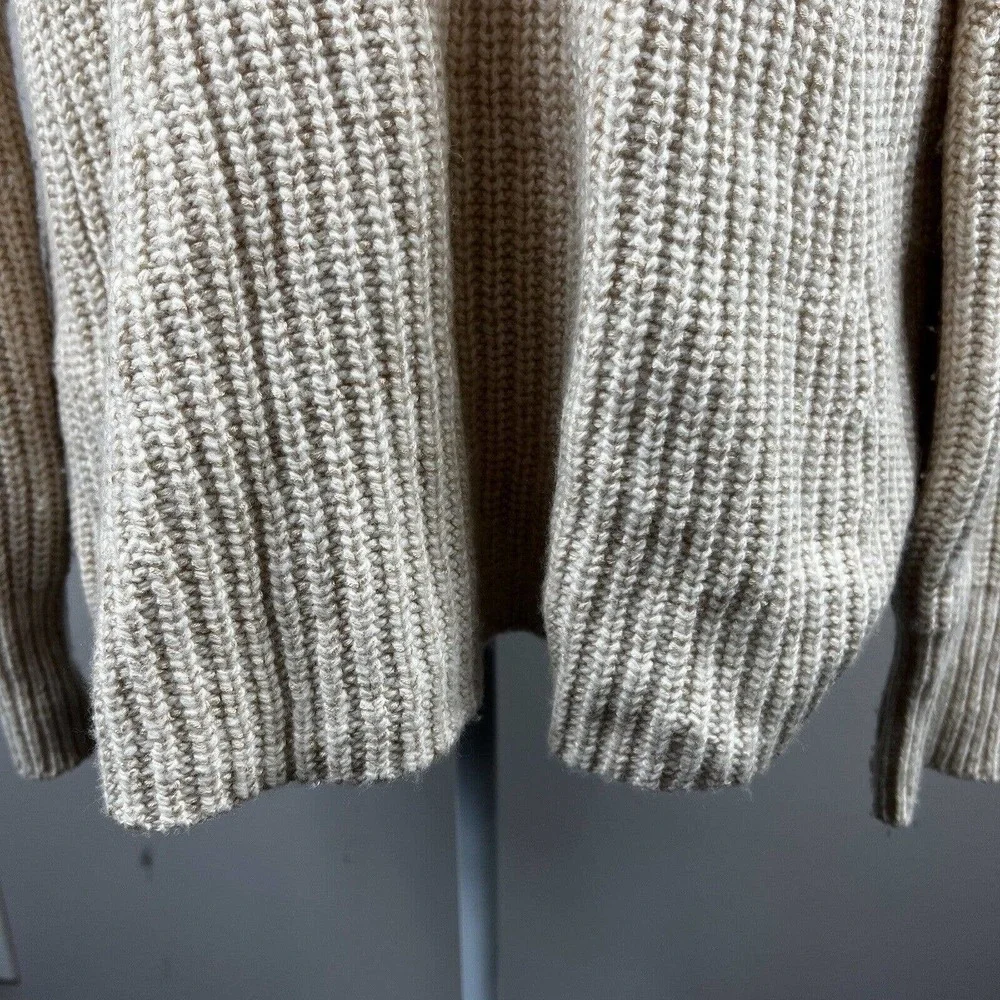 Athleta Cream Sierra Crew Neck Wool Sweater S Chunky Shaker Knit